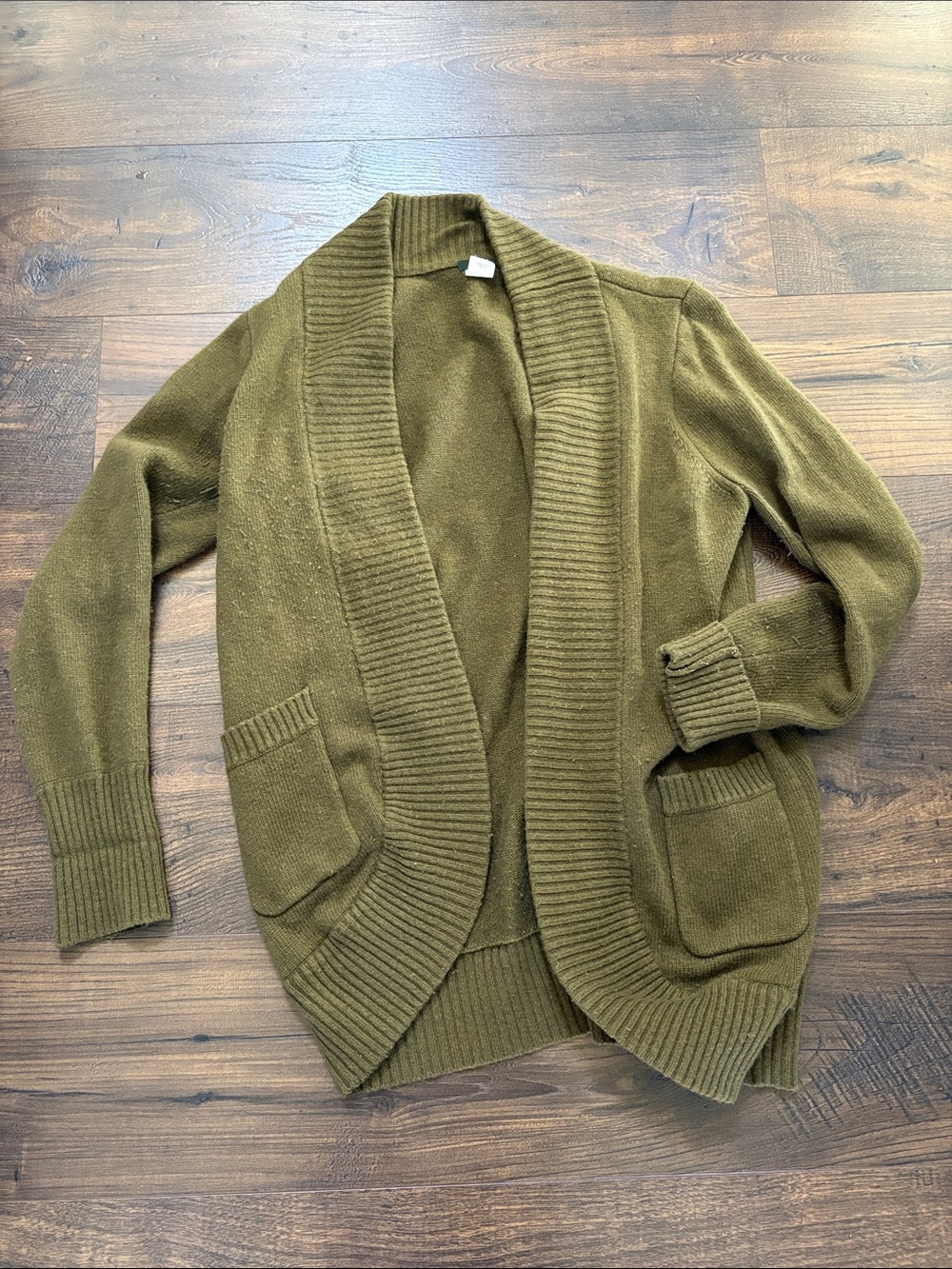 J. Crew Olive Ribbed Collar Knit Cardigan